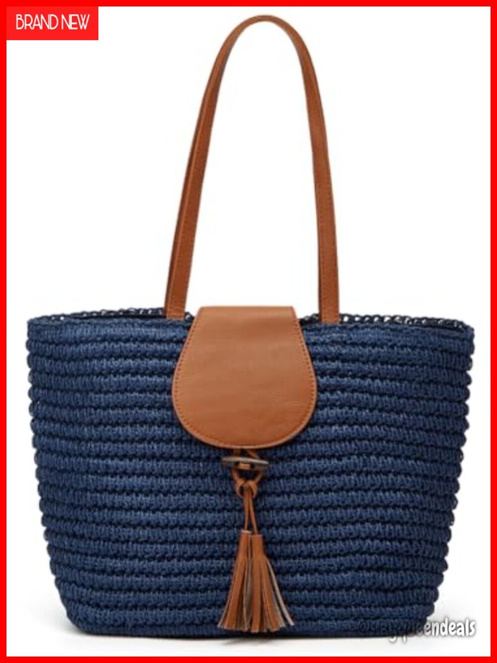 Hand-woven Straw Shoulder Bag Large Woven Beach Tote Purse Top Handle